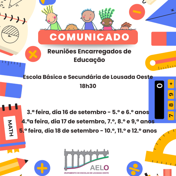 COMUNICADO - REUNIÕES ENCARREGADOS DE EDUCAÇÃO - EBS